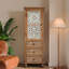 Armoire de rangement rustique en bois avec porte découpée décorative et 3 tiroirs, grand organisateur étroit pour le salon, la chambre à coucher