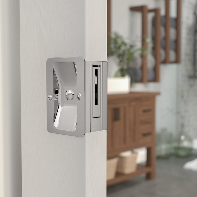 Rectangular Pocket Door Hardware, Chrome