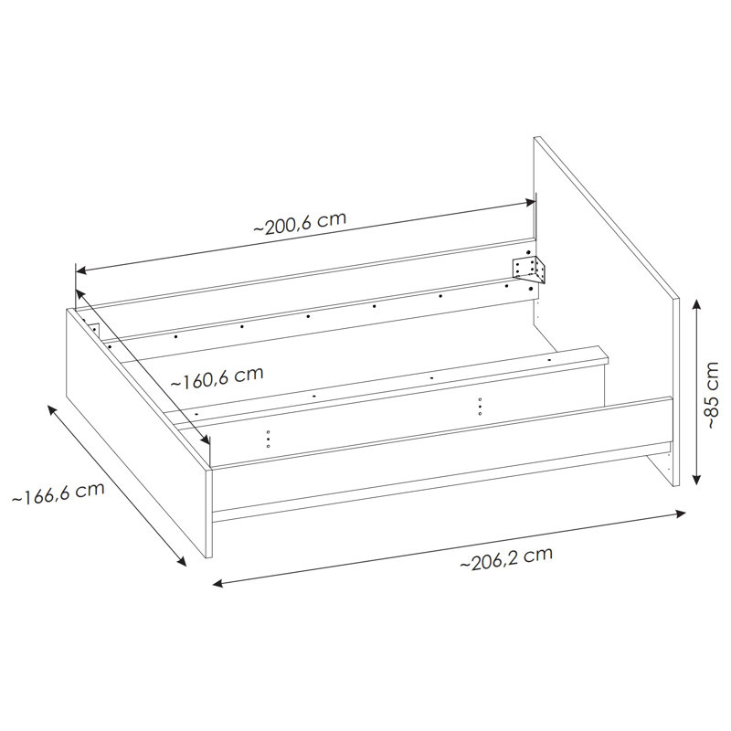 Bed Azai Of Furniture Board 16Mm, European Kingsize (160 x 200 cm), Golden Ribbeck Oak