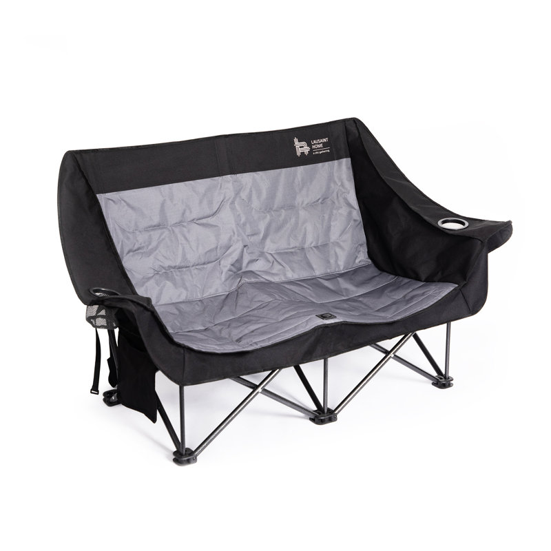 Double chaise de camping extérieure, causeuse de camping surdimensionnée avec porte-gobelet
