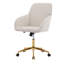 Chaise de bureau pivotante en velours beige avec base or noble