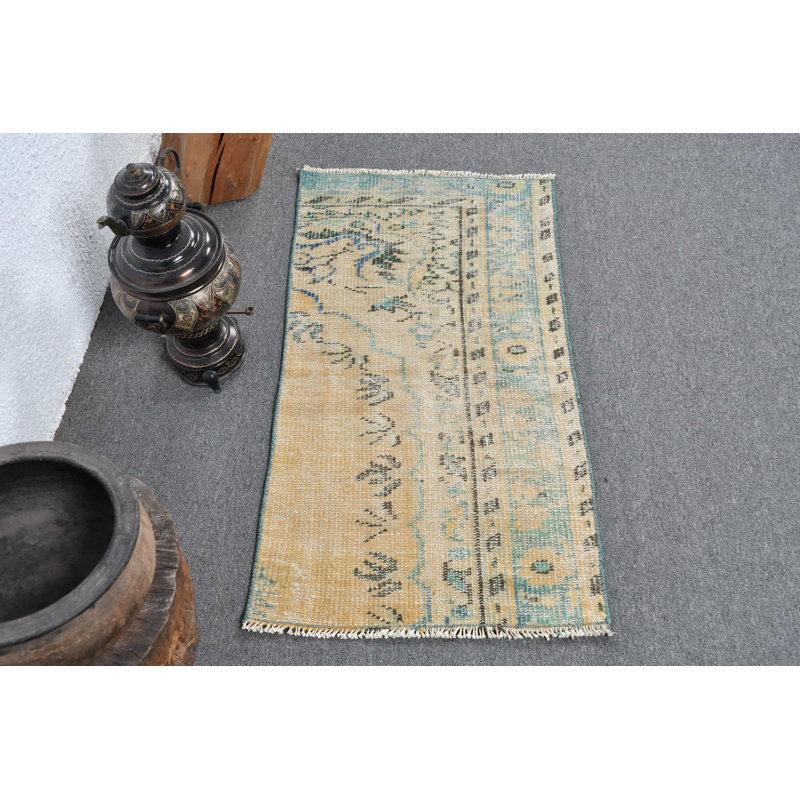 Tapis turc rétro vintage dans les tons de jaune éclatant, idéal pour rehausser les petits espaces - jaune / vert