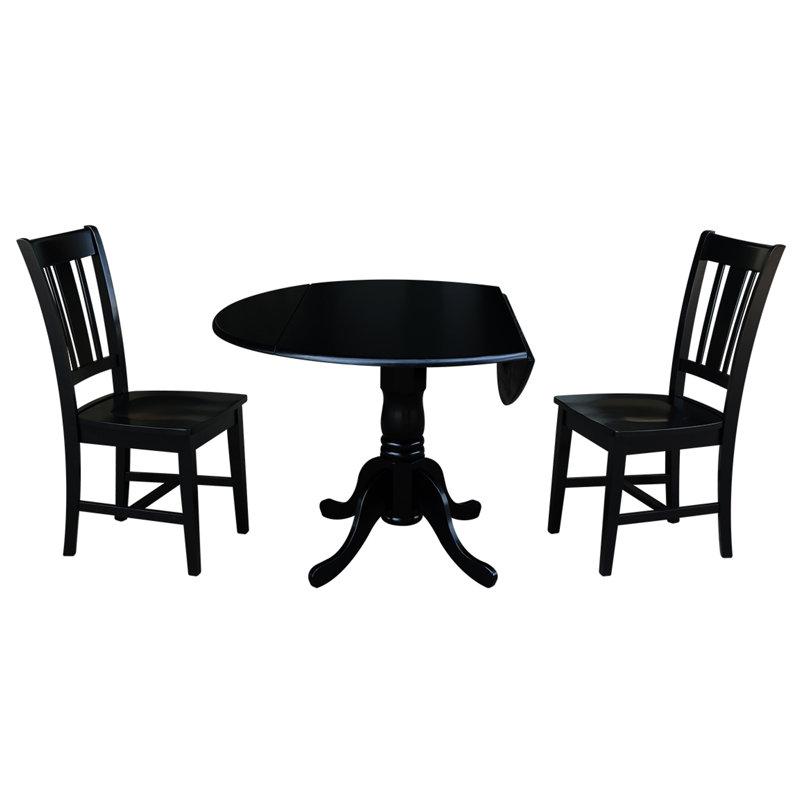 Khodor Solid Wood Top Pedestal Dining Set, Black