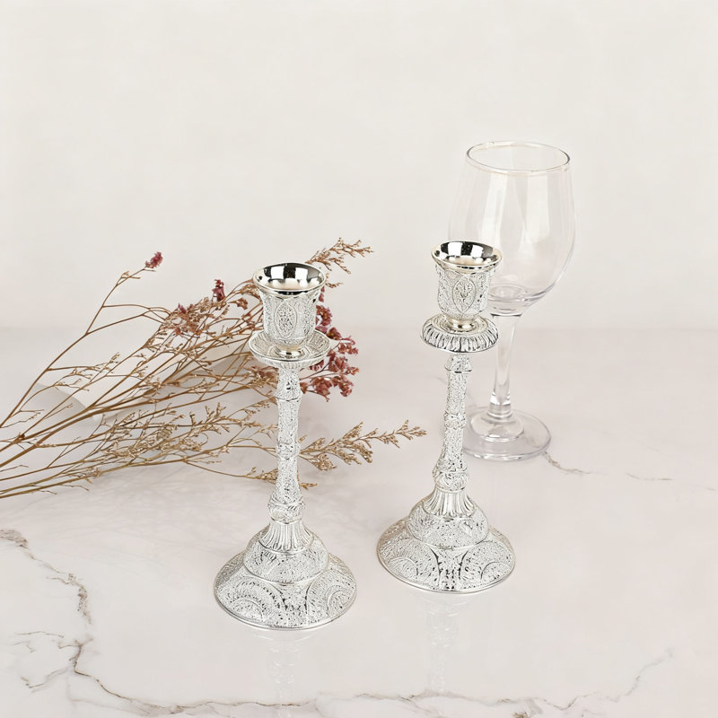 Vintage Taper Candle Holders Set Of 2, Elegant Floral Carved Candlestick Holders For Dining Table Centerpieces, Wedding, Home Decoration