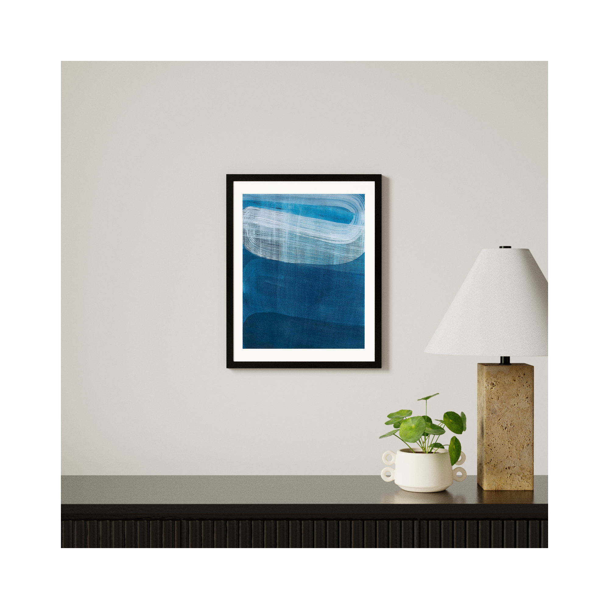 Tidal Blues by Stephanie Dennis, 25" H x 20" W  x 1.25" D, Black