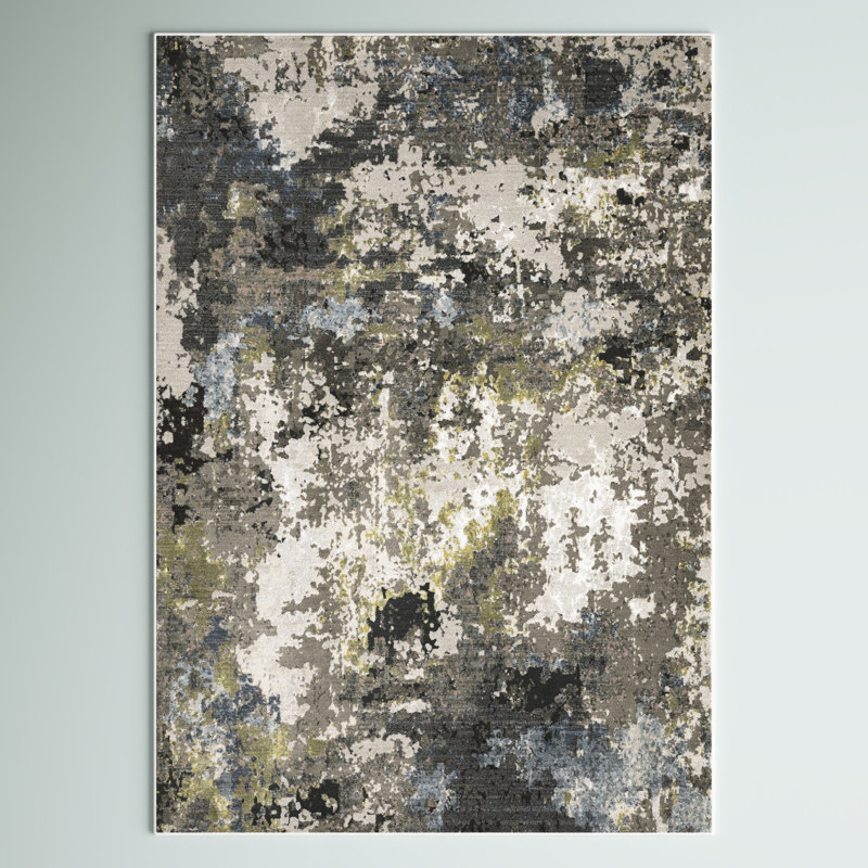 Tapis gris / vert Belinda, Rectangle 6 pi 7 po x 9 pi 6 po