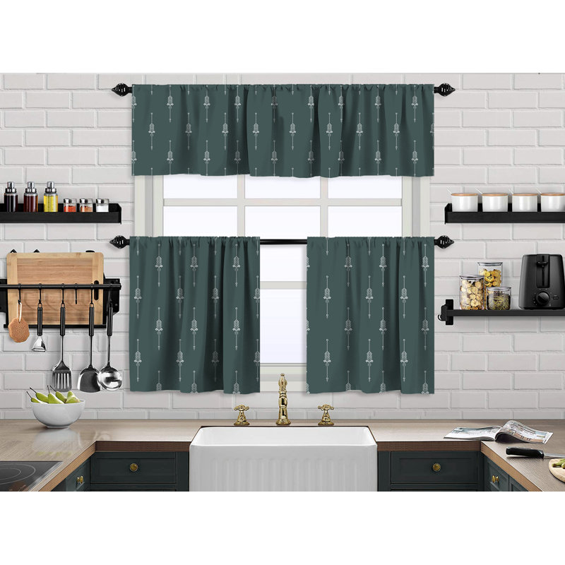 Boho Design Kitchen Valance, 2 Tiers Curtain, African Mud, Window Valance Treatments, Cafe Curtains, 24" W x 36" L
