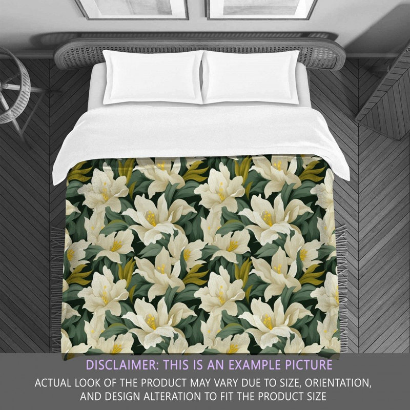 Polyester Floral Comforter, Queen Comforter, Green/Yellow