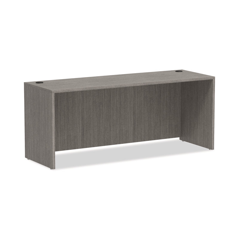 Gray Modern Credenza Desk with Drawer and Filing Cabinet