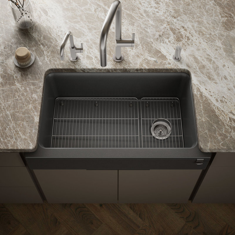 Cairn Undermount Single-Bowl Farmhouse Kitchen Sink, Matte Graphite