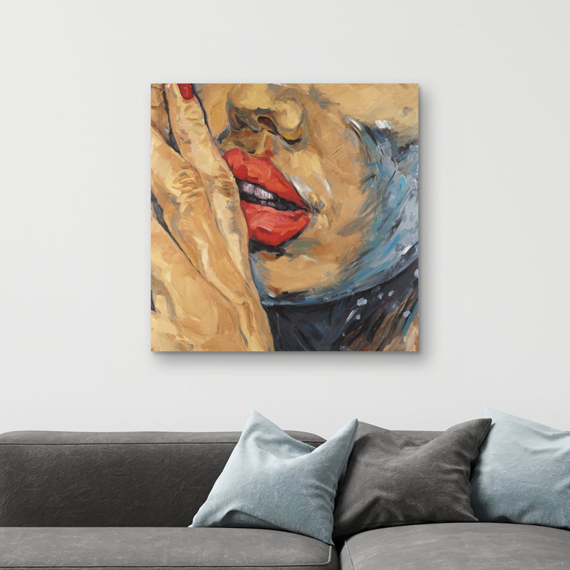 Shushing lips closeup - 32"x32" art on canvas