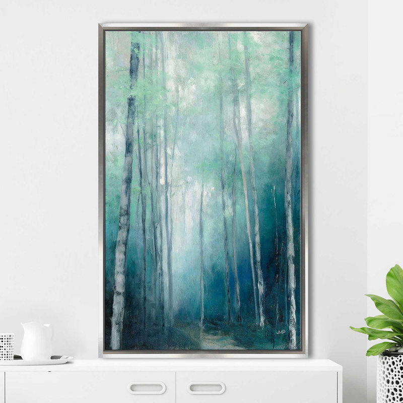 To To the Woods Crop par Julia Purinton - Peinture, H 33,5 po x l 21,5 po x P 2 po, Cadre flottant argent