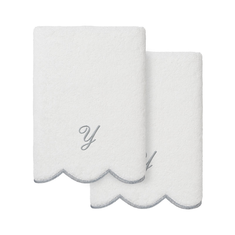 Ensemble de serviettes à main personnalisables 2 pièces Linorn Home Textiles 100% coton turc ADORNIA, Blanc / Gris, Y