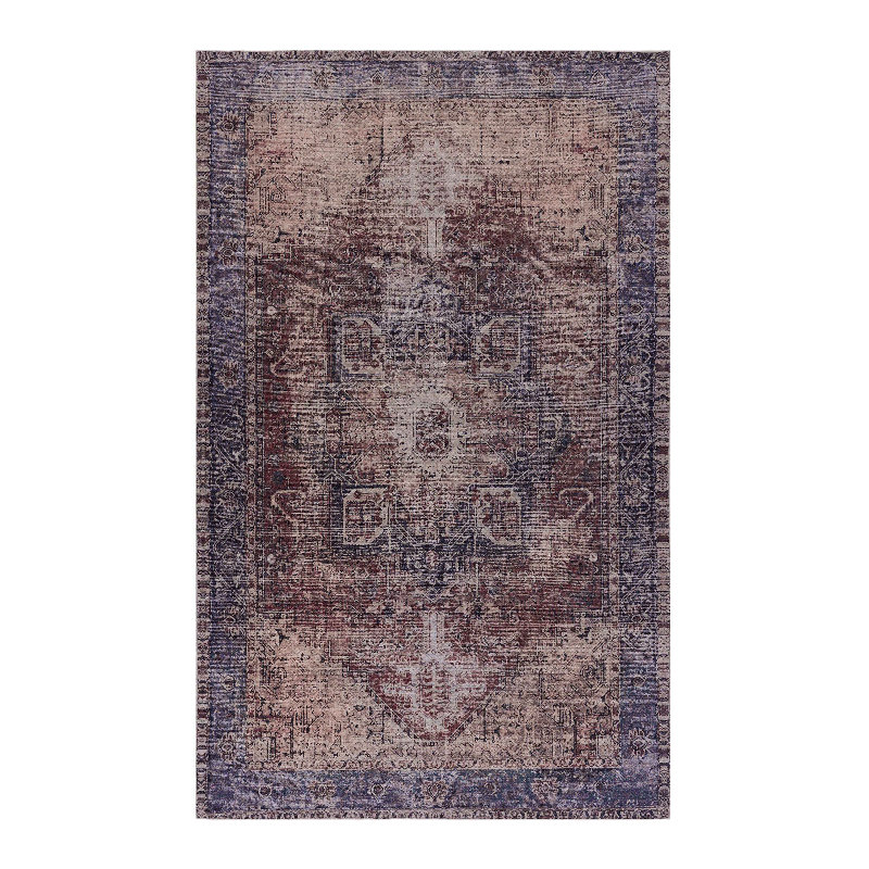 MAVAL Burgundy Washable Rug 5X8 Area Rug (Burgundy, 5' X 8'), Rectangle 5' x 8'