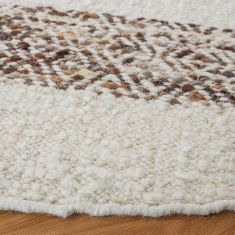 Ivory and Brown Hand-Tufted Wool Rectangular Rug
