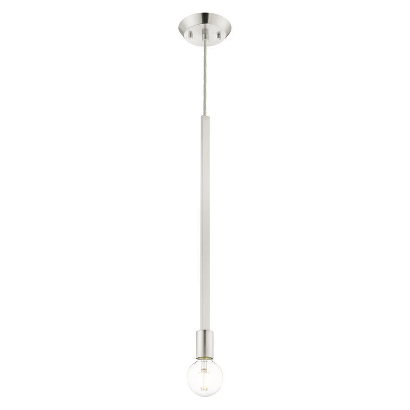 Luminaire suspendu à 1 lumière Adriano, Nickel brossé