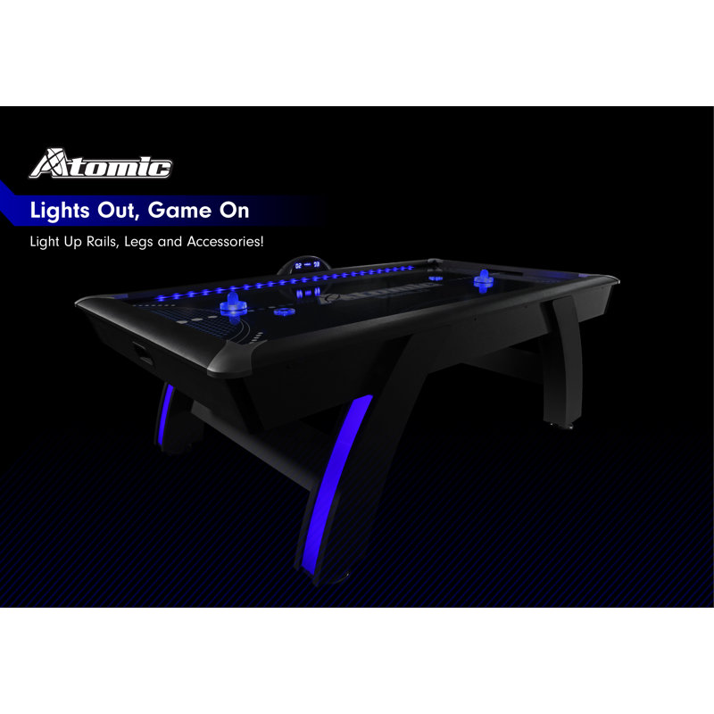 Atomic Game Tables 90" 4 -Player Air Hockey Table with Digital Scoreboard and Lights