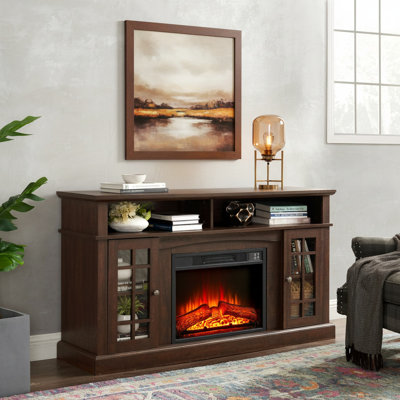 Fireplace TV Stand For 65 Inch TV - 23" Electric Fireplace Insert, Modern Entertainment Center With Open/Closed Storage by Red Barrel Studio