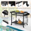 Chariot de barbecue extérieur avec roues verrouillables, station de cuisson de table de cuisson mobile avec poignée latérale, table de préparation de barbecue mobile robuste et support de four à pizza pour la terrasse, la cour et le camping