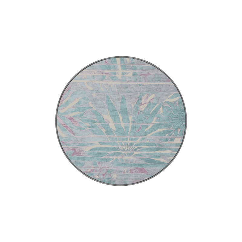 Tapis gris soyeux et moelleux, Rond 8 pi