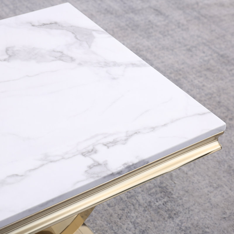 Marleyann Marble Top End Table, Gold, White