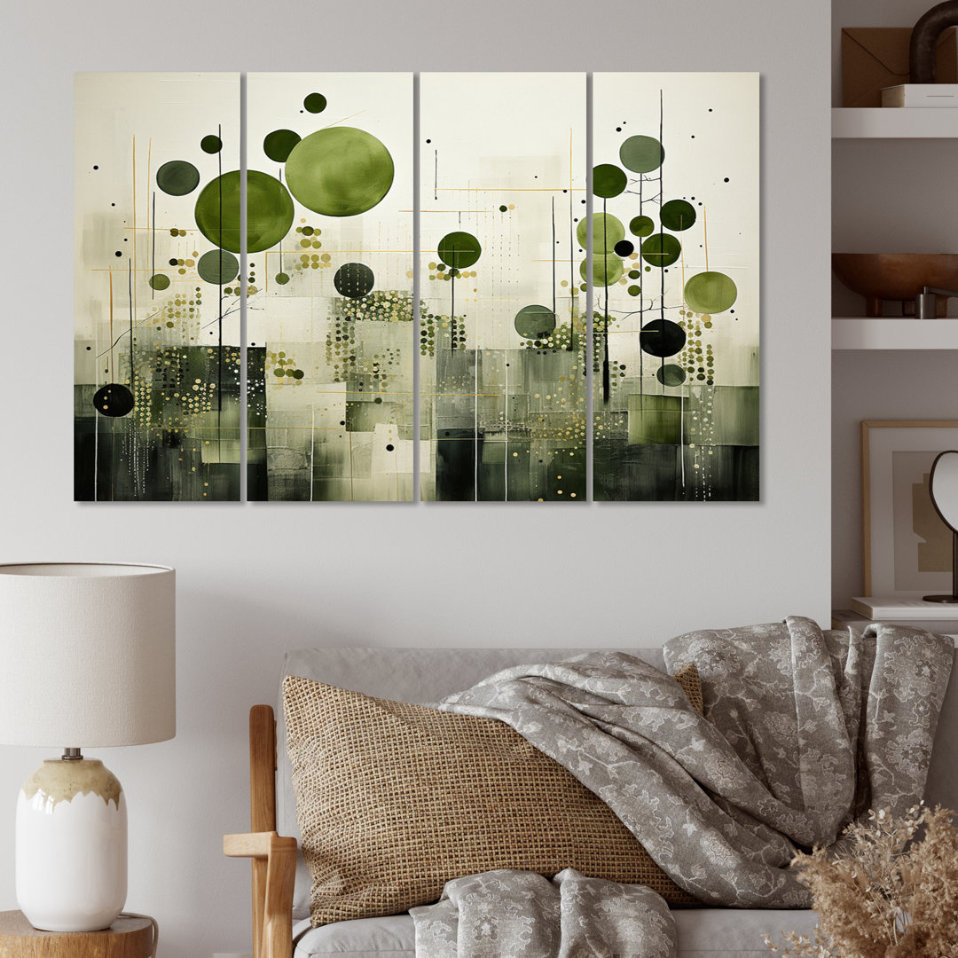 " Green Beige Modern Scandinavian Serenade II " 4 - Pieces Wrought Studio™
