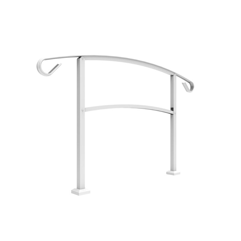 White Aluminum 4-Step Handrail Kit for Stairs and Porches