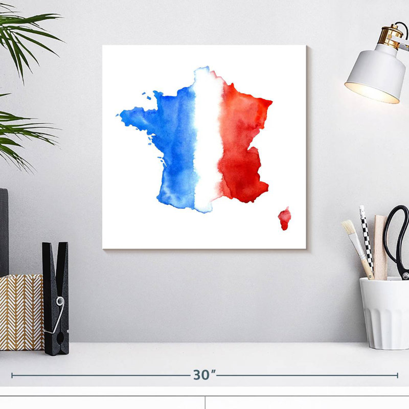 Carte de Borges du drapeau de la France, H 16 po x l 16 po