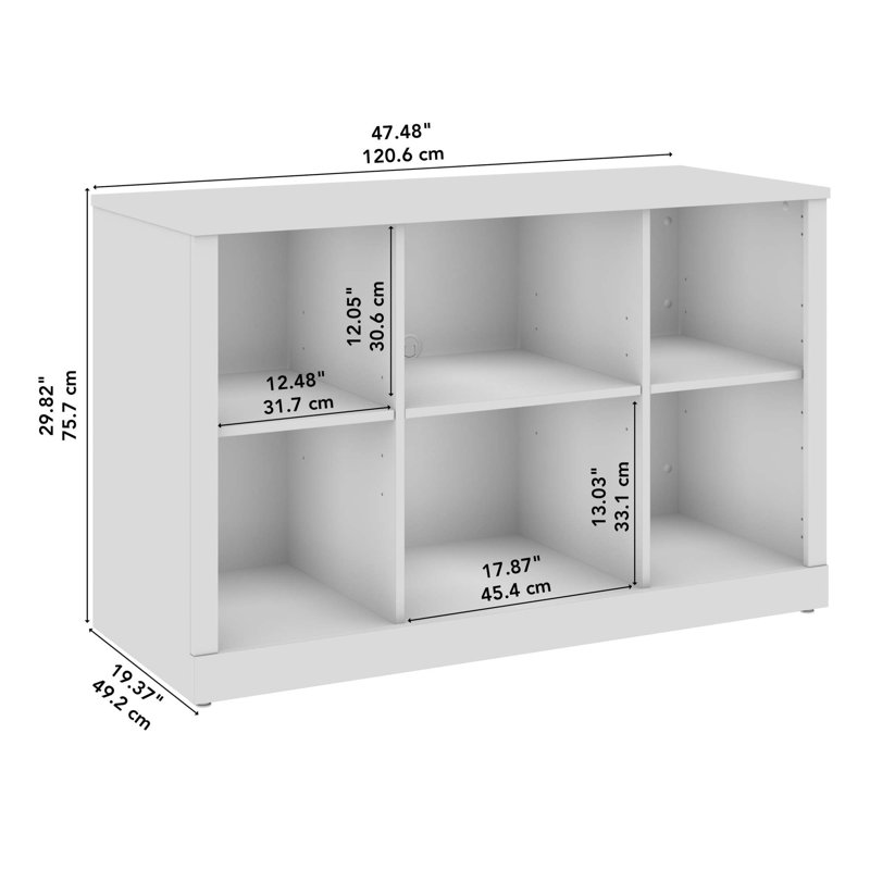 Hampton Heights White 48" 6-Cube Bookshelf