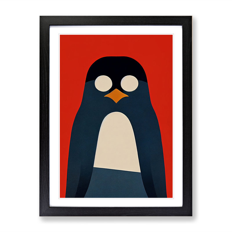 Penguin Abstract Art No.4 - Wall Art, Black Framed Paper, 36cm H x 27cm W, White