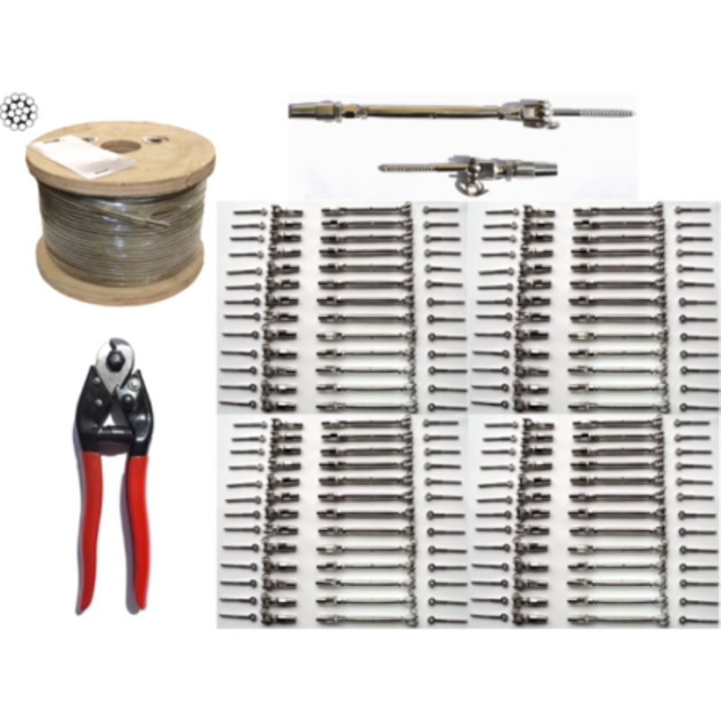 Rampe d'escalier en câble, H 0,4 pi x l 250 pi x P 0,4 pi
