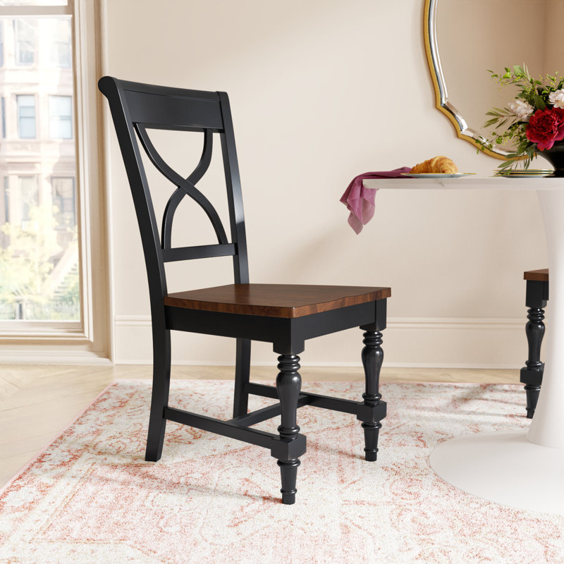Iestyn 17.25'' H Solid Wood Side Chair, Ebony/Spice