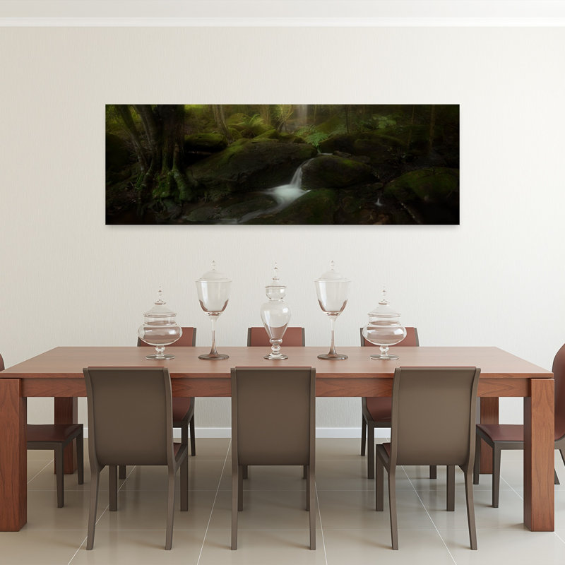 Forêt sombre, cascade paisible, forêt sereine paisible, art mural nature, H 60 po x l 20 po