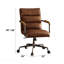 Chaise de bureau rétro en cuir fleur brun-1702425340