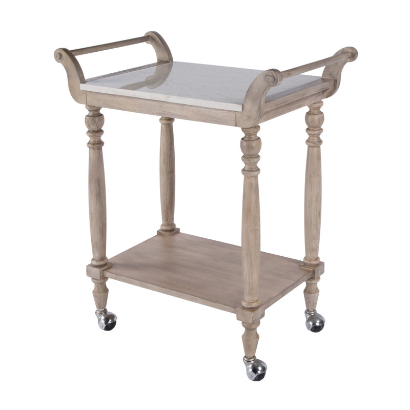 Danielle Marble Bar Cart, Sandalwood Beige