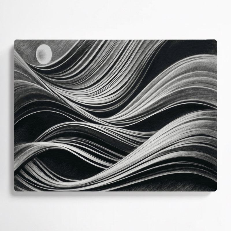 Art mural horizontal horizontal rayé gris clair en métal gris clair, H 11 po x l 14 po