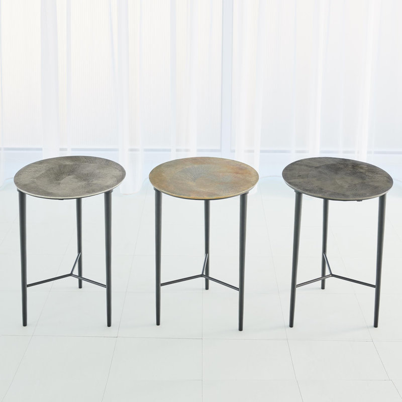 Circle Etched Accent Table, Black