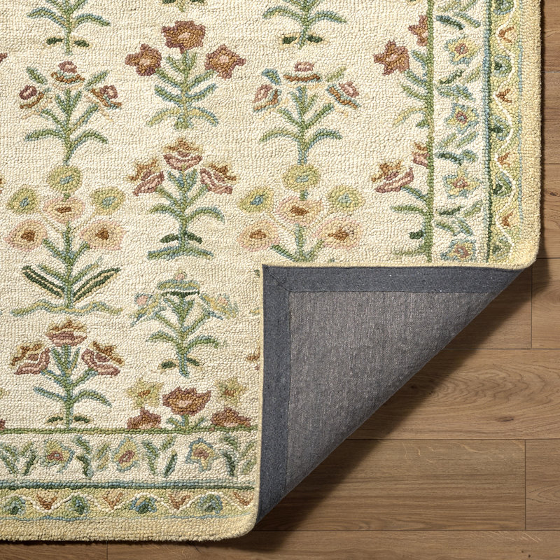 Moroccan Wool Hand Tufted Area Rug, Ivory/Sage/Terracotta/Rose/Sky Blue, Rectangle 200 x 275 cm