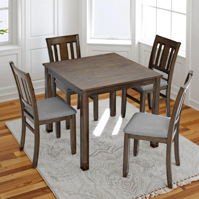 Ensemble de table de salle à manger en bois 5 pièces, ensemble de table de cuisine avec table rectangulaire et 4 chaises rembourrées