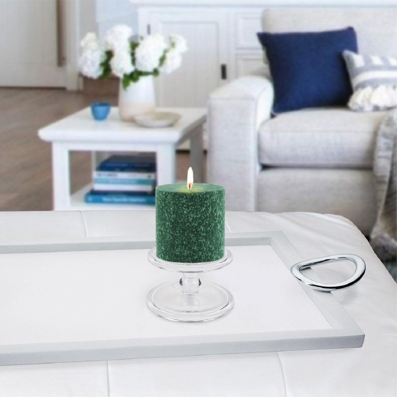 Timberline Unscented Pillar Candle, 3" H x 3" W x 3" D, Dark Green