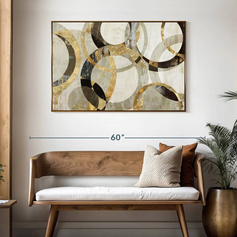 Chevauchement, 46 po x 31 po, Cadre flottant doré