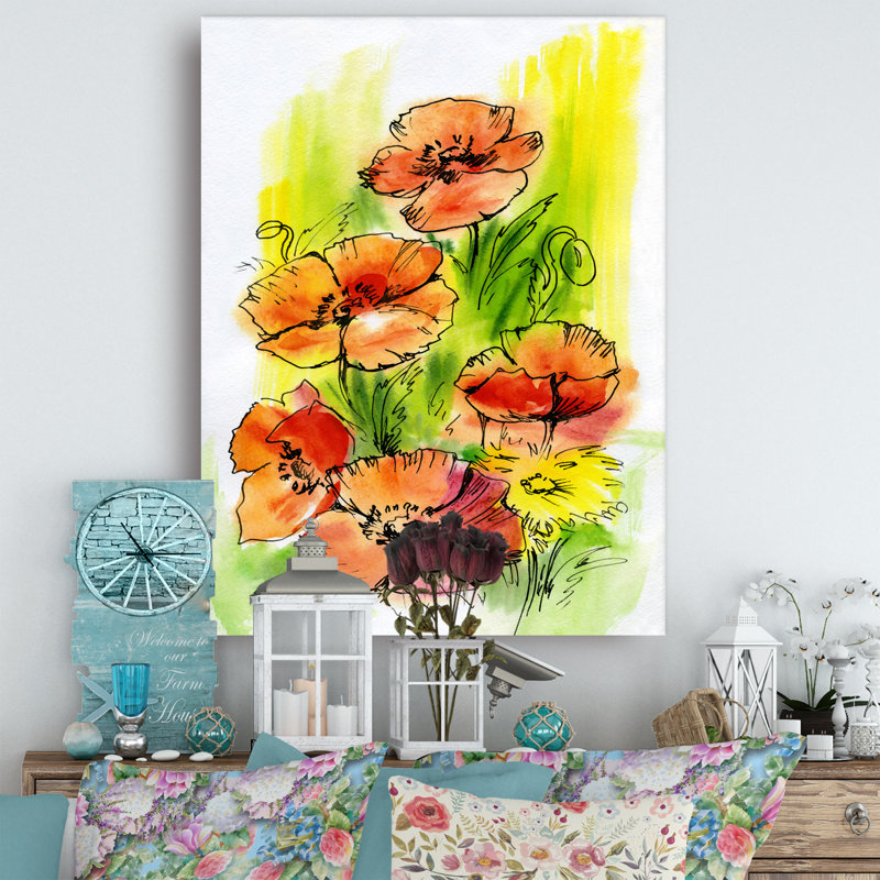 « bouquet », reproduction de peinture sur toile tendue, H 40 po x l 30 po