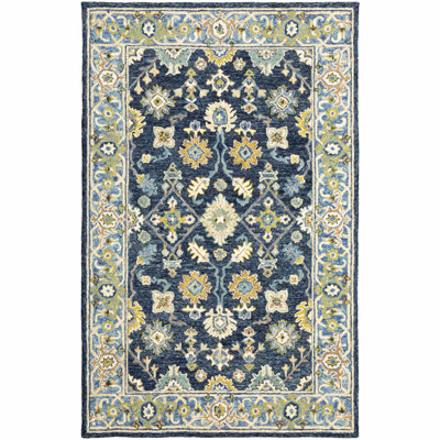 Tapis bleu / jaune touffeté à la main Schuck