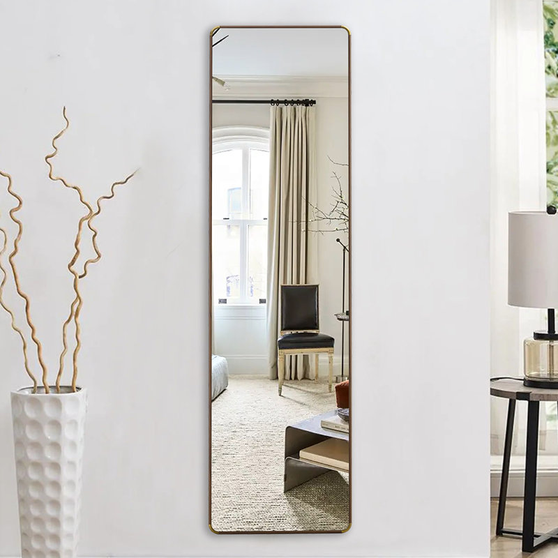 Kalianne Wood Rectangle Mirror, Walnut, 60" H x 16.5" W