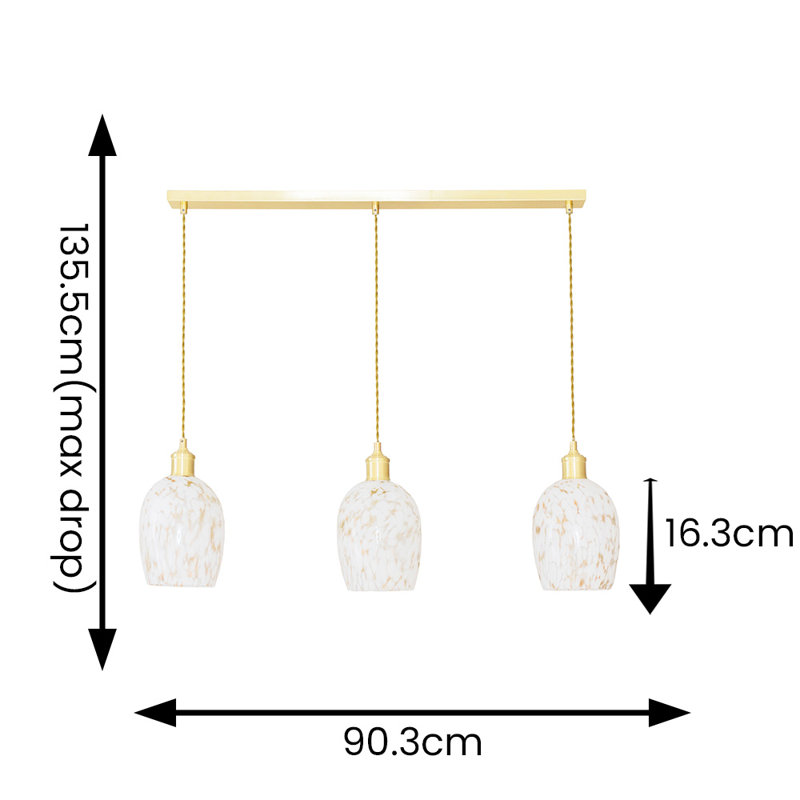 3 - Light Brushed Gold Pendant, No