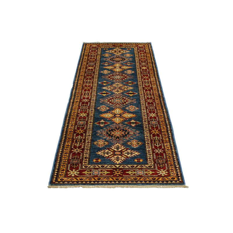 Chemin de table tribal Kazak bleu et rouge 3 x 8