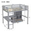 Lit mezzanine en bois massif Kasra Kids avec bureau, Ã©tagÃ¨res de rangement et tiroirs-323634173