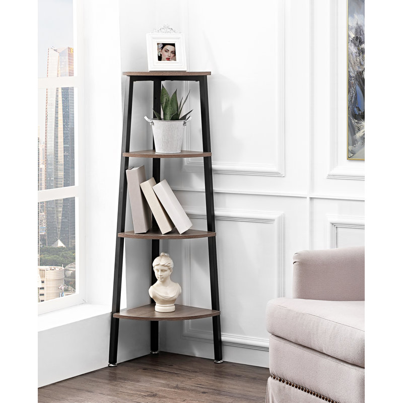 Anie 49.2" H x 13.4" W Corner Bookcase 4 - Tier Open Storage Shelf
