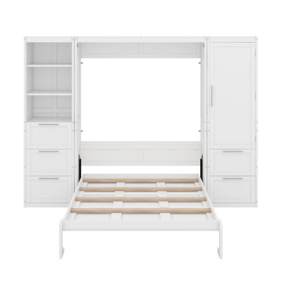 Queen Size Murphy Bed Wall Bed With Closet ,Drawers And Shelves