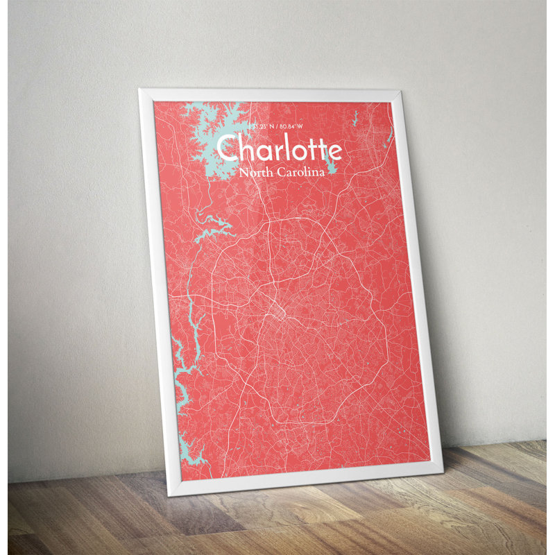 Charlotte City Map - No Frame Print, 91.4cm H x 61cm W x 0.13cm D